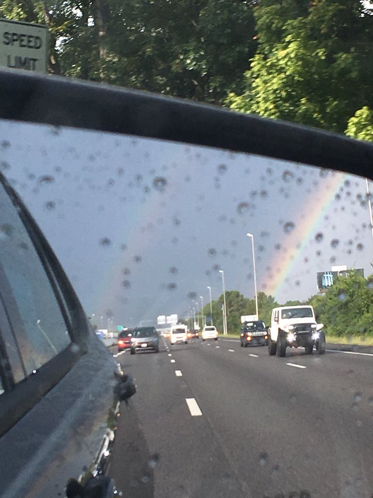 thilley72's tweet photo. Double rainbow in our rear view Has to be good luck!! #ILbound https://t.co/GLMCyrXFoc