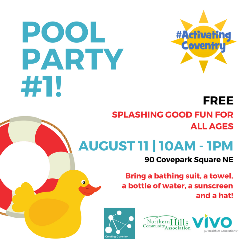NorthernHills's tweet photo. #ActivatingCoventry Pool Party #1 💦is this Sat, Aug 11! Splashing good fun for all ages! https://t.co/KEDM2oaq8u
We are looking for some extra help🙌
Interested and available? Please sign-up here: https://t.co/dTQD5AHq4L
#CreatingCoventry @YYCreatingSpace #yycca @VivoYourLife https://t.co/QQu0M9h2xF