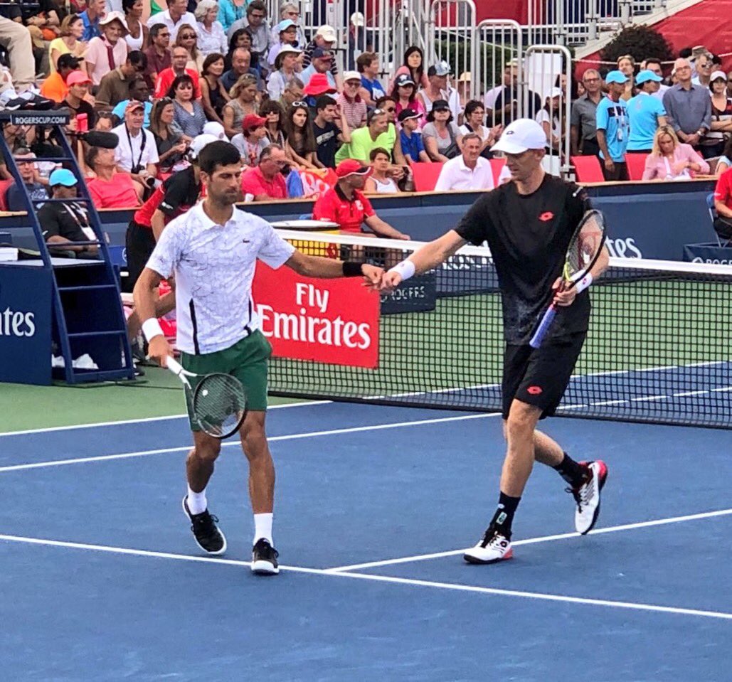 KAndersonATP's tweet photo. #Djokerson into the QF! 🤜🤛 @DjokerNole @rogerscup https://t.co/uz8UR7BYzF