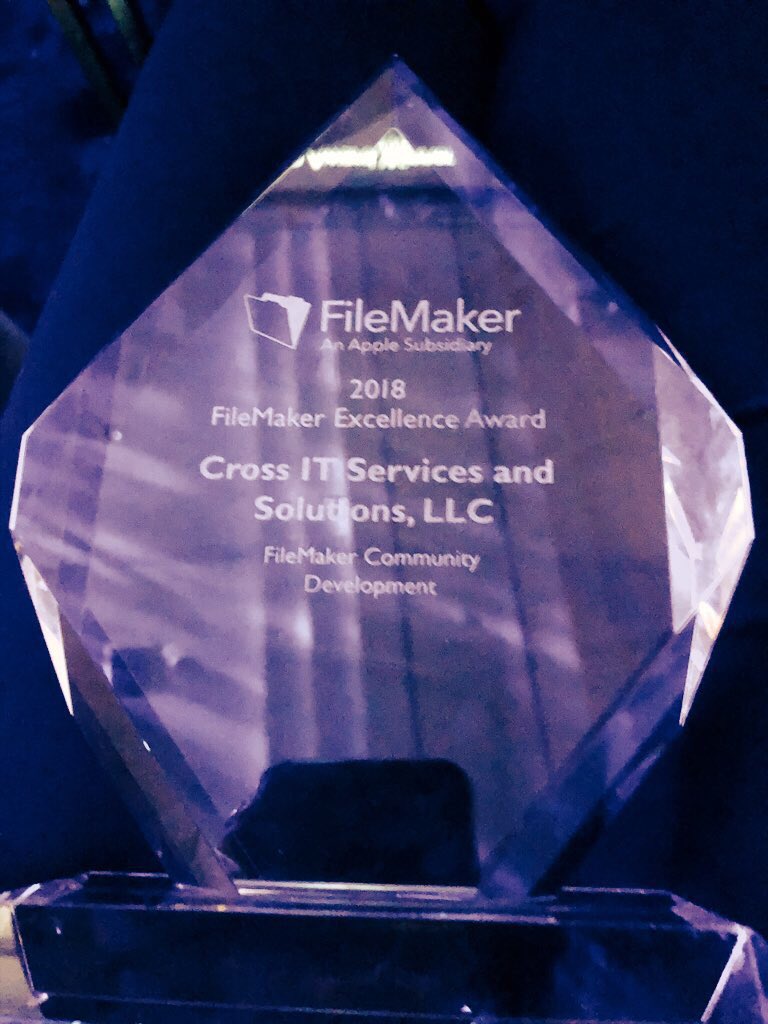 CrossITServices's tweet image. We are beyond honored to be a winner of the Excellence Award in Development at #FileMakerDevCon!
#FileMakerDevCon18
#FileMakerDevCon2018