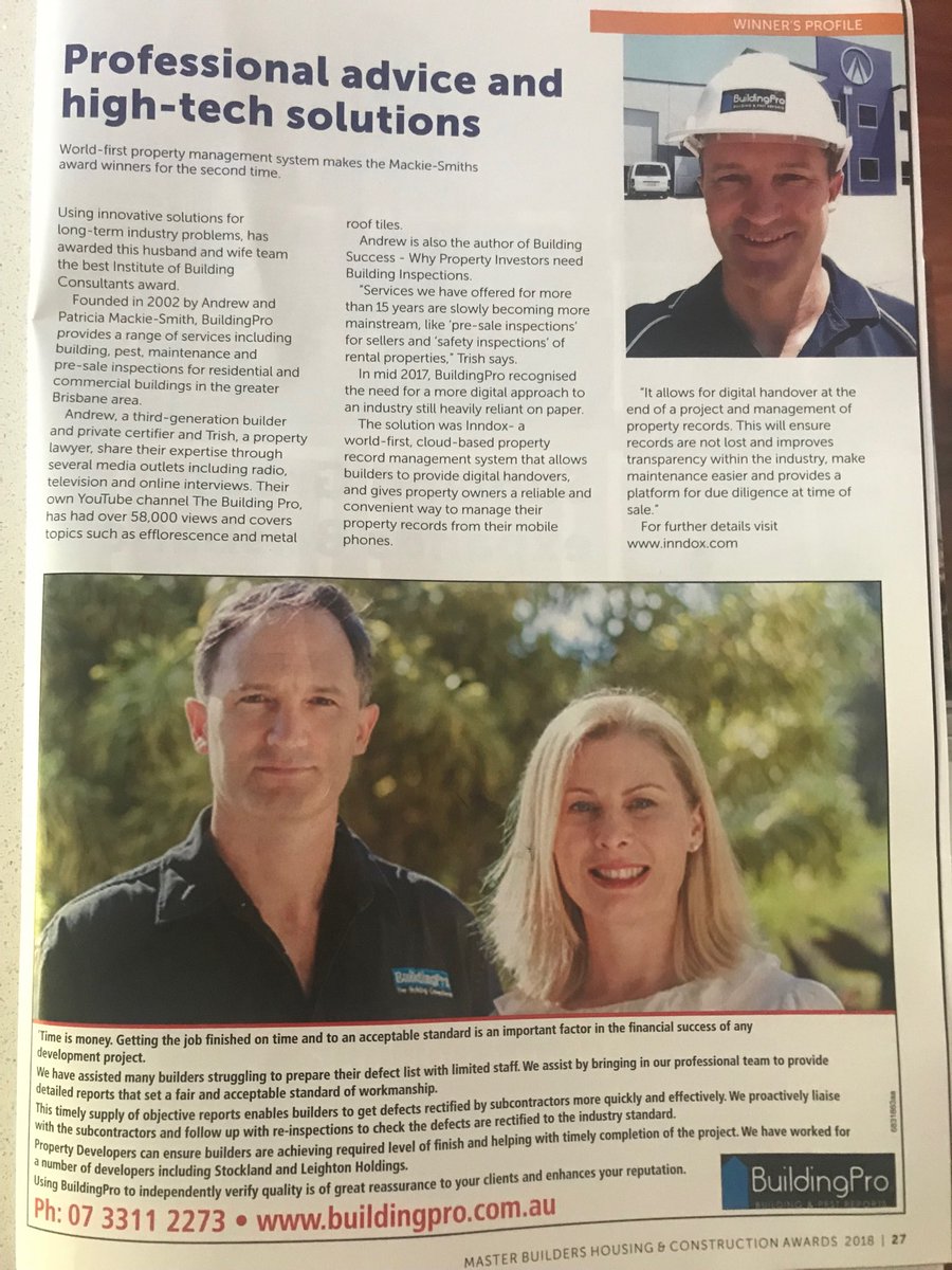 trish4060's tweet photo. Thanks #masterbuildersqld ⁦@amackiesmith⁩  ⁦@thebuildingpro⁩ in mag today https://t.co/UdHHkljcLL