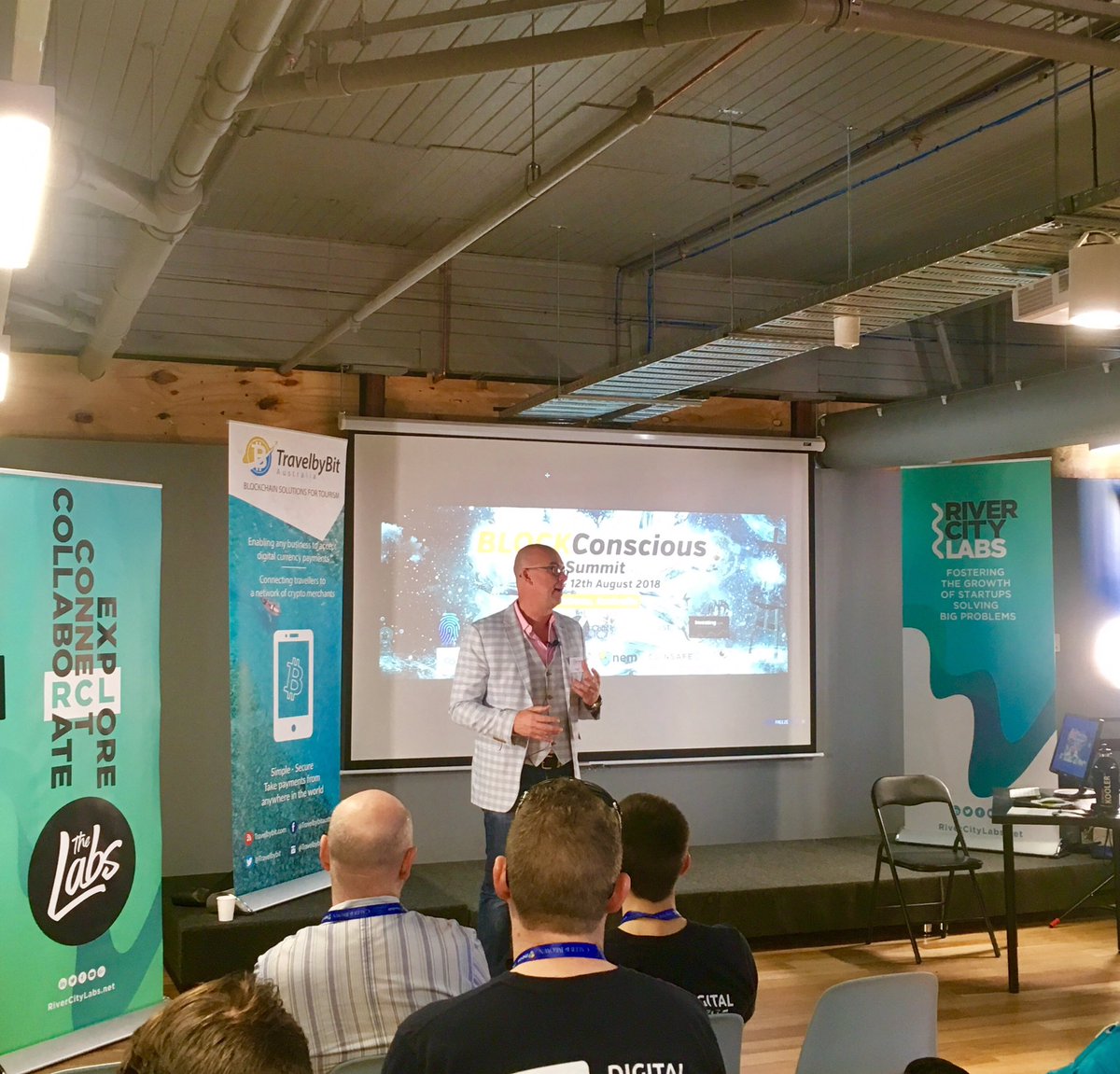 JonQJnr's tweet photo. The #BLOCKConscious Summit in #Brisbane has begun! I can't wait to hear from some amazing speakers and network with the community here in the #SunshineState. #innovation #blockchain #blockchainctr https://t.co/s8QK8R2Yf5