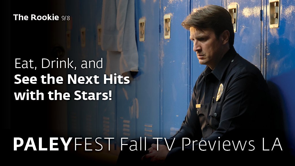 paleycenter's tweet photo. SEE @therookie at #PaleyFest Previews LA on 9/8 with:

@NathanFillion
@MissAlyssaDiaz
@richjonesactor
@titusmakin
@Mel13Oneil
@therealaftonw
@EricWinter1
@AlexiHawley 

#TheRookie TIX: https://t.co/dkYNGZAnMg https://t.co/M7snh5DgAj