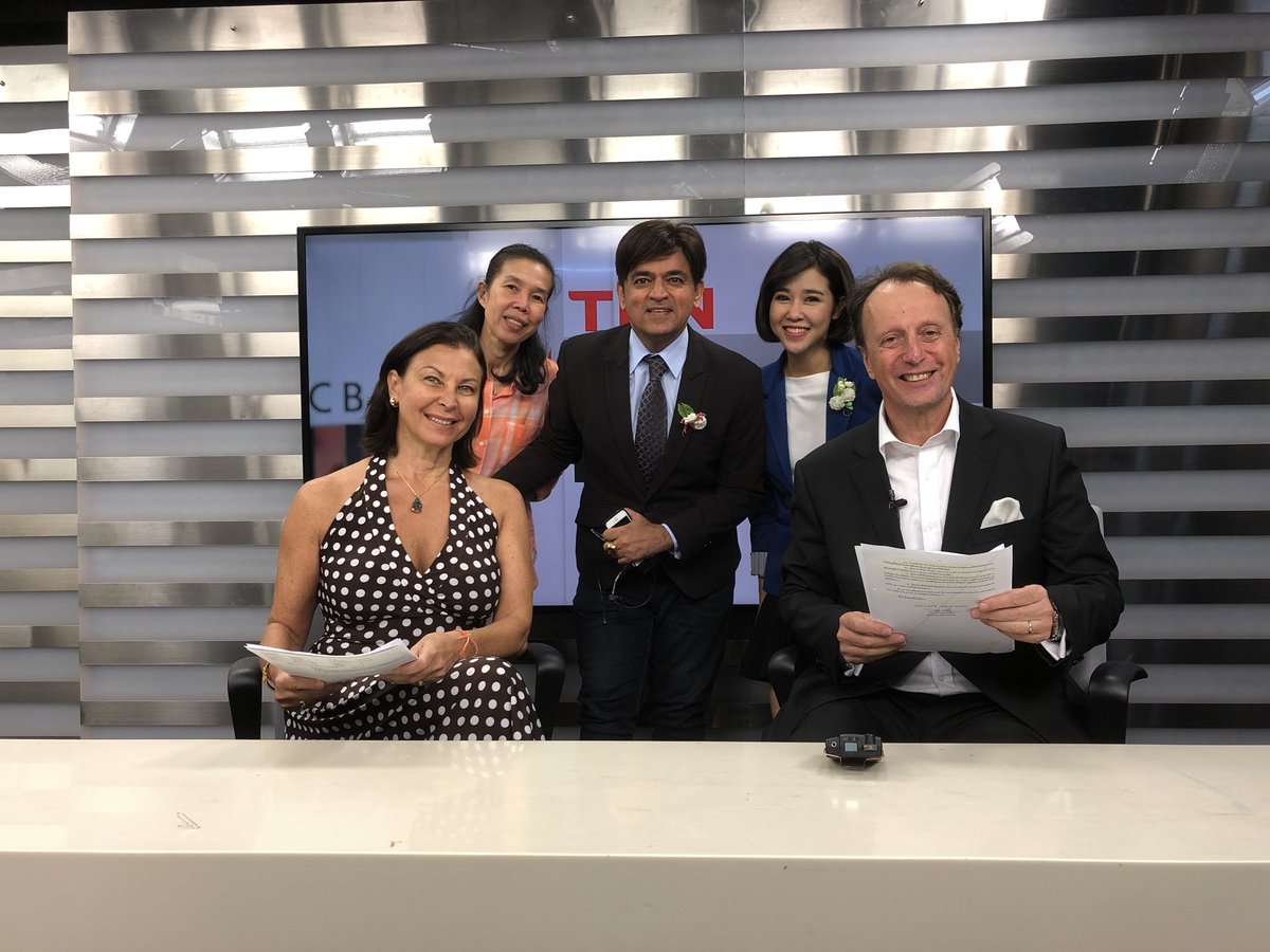G_Garachon's tweet photo. Thank you to the great TV news presenter from #TNN24 #VarinSachdev to have invited us to say good bye to the Thai audience & to celebrate the friendship between #Thailand & #France. https://t.co/Bq7WsOEHeq