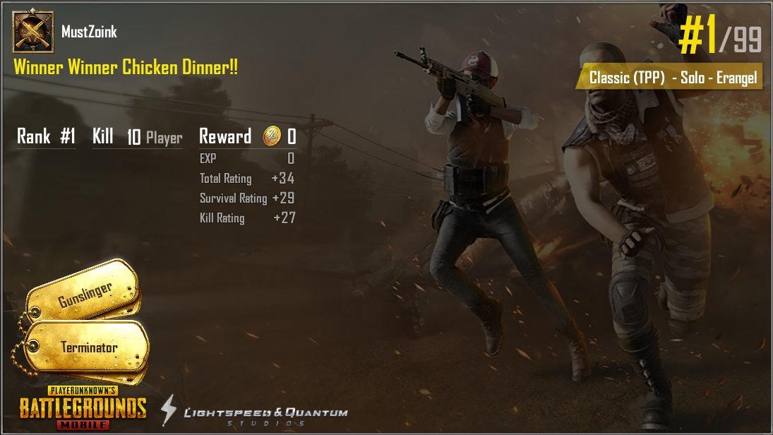 MustZoink's tweet photo. https://t.co/FGOh3cD3bE first chicken dinner Platinum no damage taken! https://t.co/ssgH3SHiy3
