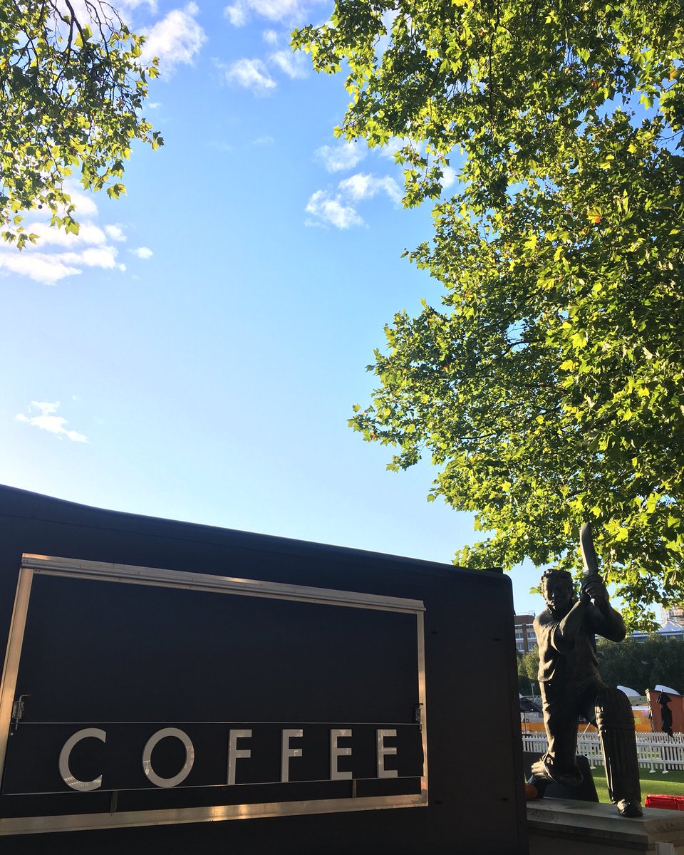 Bit of a nicer morning to arrive at Lord’s <a href="/HomeOfCricket/">Lord's Cricket Ground</a>. We’re here for the whole #engvsindia test, being looked after as usual by Gerald Laing AKA The Batsman, who leads the way to the milk and sugar table.