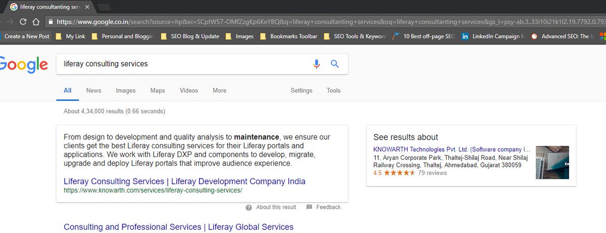 PinakinDarji's tweet image. Now we are in top at @GoogleIndia Keywords: Liferay Consulting Services | #SEO #GoogleSnippet | @KNOWARTH