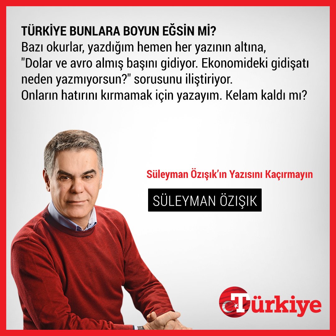 Türkiye bunlara boyun eğsin mi?

<a href="/slymnoz/">Süleyman ÖZIŞIK</a> yazdı
turkiyegazetesi.com.tr/yazarlar/suley…