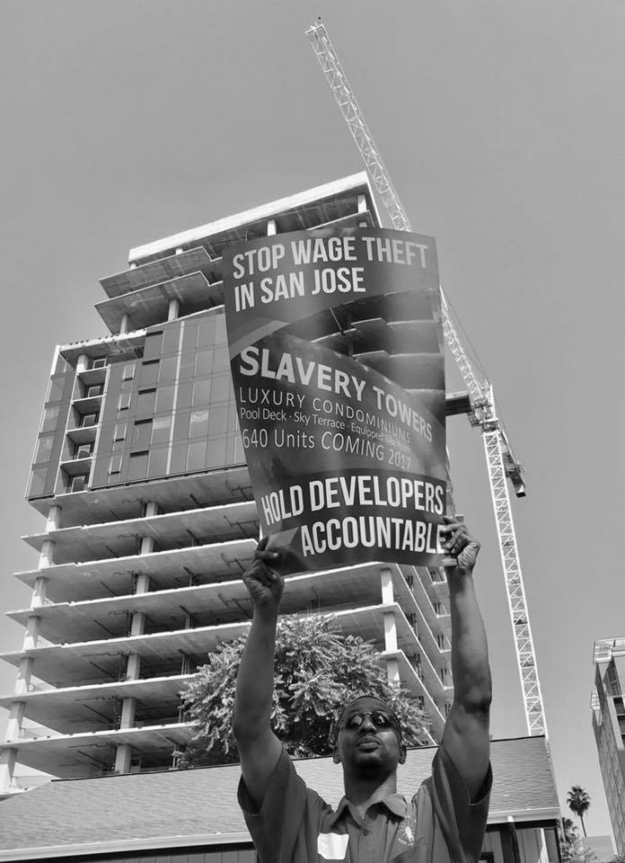 The sad irony of "luxury condos" built by captive human slave labor.  “It’s a dark day when slave labor is allowed to happen in San Jose,”  said Will Smith, of <a href="/ibewlocal332/">IBEW Local 332</a>