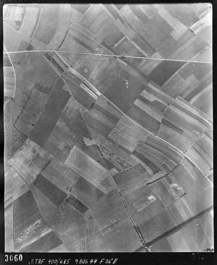 The battlegroup ended up in a rectangular field it made its stand. Around the perimeter of the field you will see where Worthington deployed his tanks to protect their position. The smaller vehicles are the half-tracks which carried the infantry of the Algonquin Regiment.