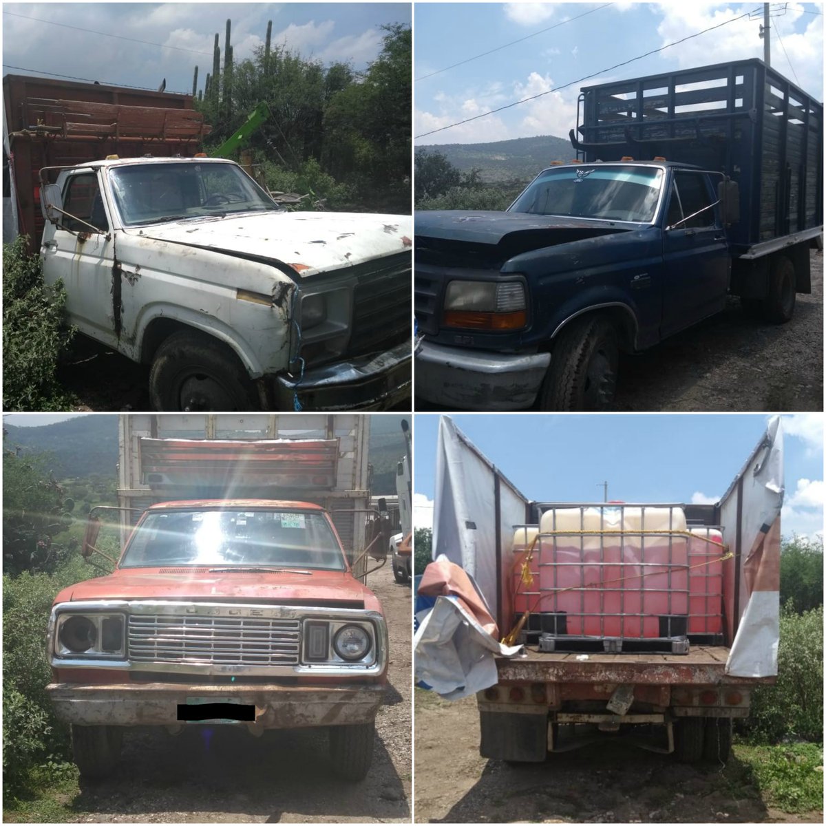 amdigitalhgo's tweet photo. #RegionesAM Confiscan cuatro camionetas y casi 15 mil litros de presunto #huachicol un predio de la comunidad San Andrés, en #Tula. 

MÁS INFORMACIÓN: https://t.co/8j3xQbwgDz https://t.co/IZ1sBTKRgP