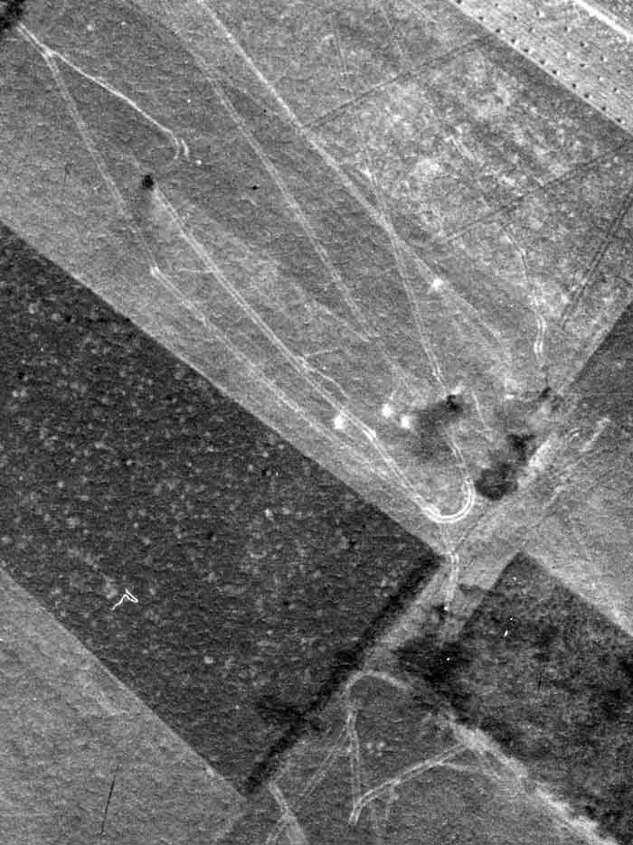 This image shows a tank troop Worthington despatched to deal with German fire that was coming from a small wood (bottom right of photo) a little less than a kilometre south of the main Canadian position. Just as they reached the wood all 4 tanks were destroyed by German fire.