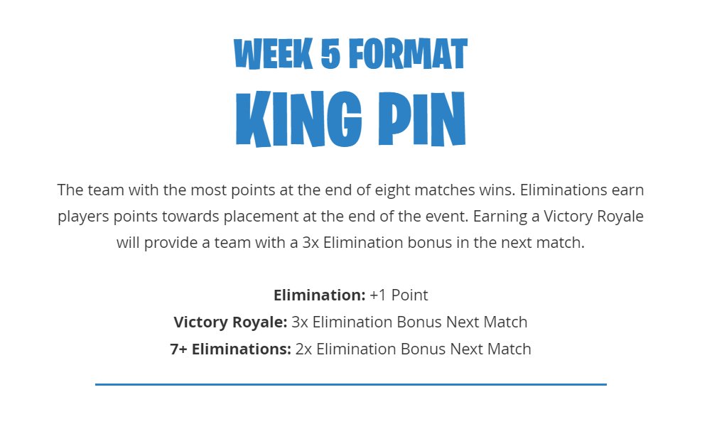 Fortnite Esports On Twitter Latest The Fortnitegame Week 5 - more https www epicgames com fortnite en us summer skirmish fortnite esportspic twitter com ht0jzlblqm