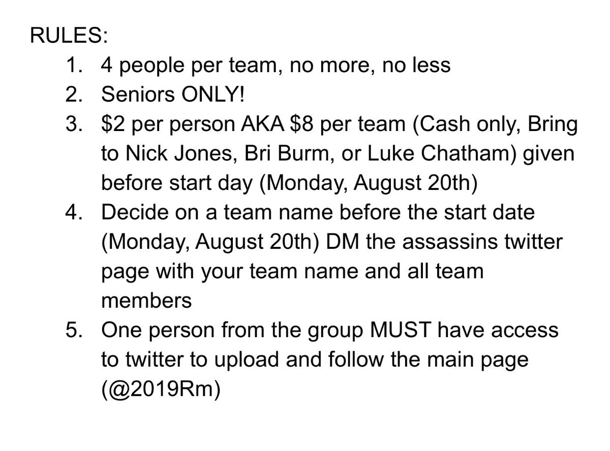 2019Rm's tweet photo. Preliminary rules are here! Be prepared for game rules. Countdown to August 20th starts now! 😈🔫 https://t.co/otLMH1baal