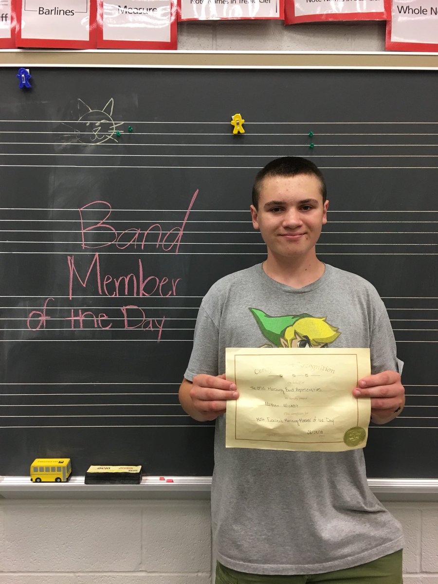 OFMBPR's tweet image. Band members of the day are Harrison Graham, Nathan Wickert, and Michael Hollenbeck!