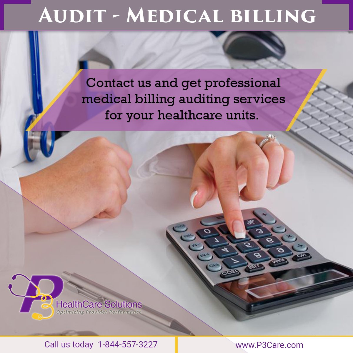 p3_healthcare's tweet photo. P3Care provides the best medical billing auditing services to healthcare providers. If you are looking for a professional agency that helps you submit accurate medical claims with prospective and retrospective auditing operations. Contact us at 1-844-557-3227.
#P3care #Healthcare https://t.co/rhvWbNVazO