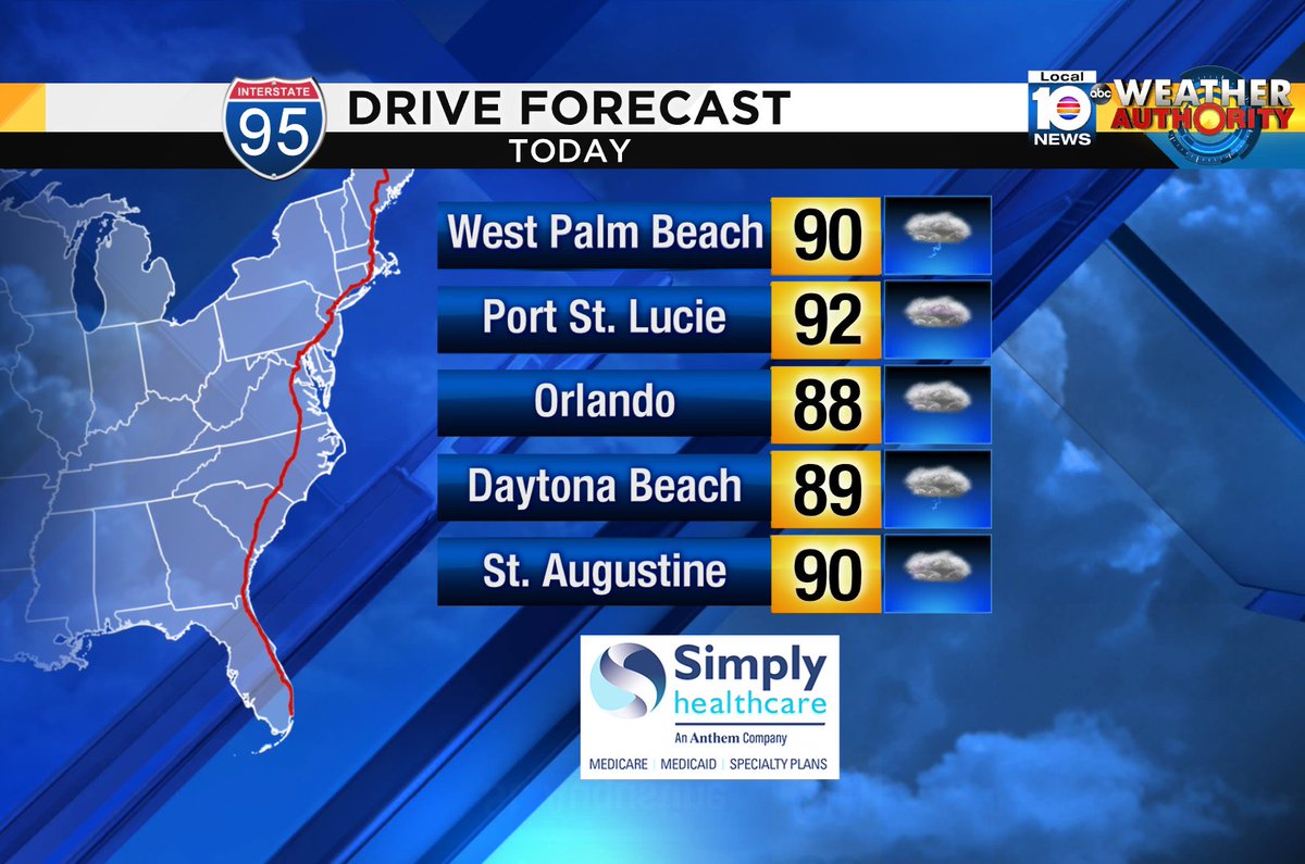 Good Morning! Here are some select city forecasts for your drive along I-95 Presented by Simply Healthcare https://t.co/pBnVMrWIHP