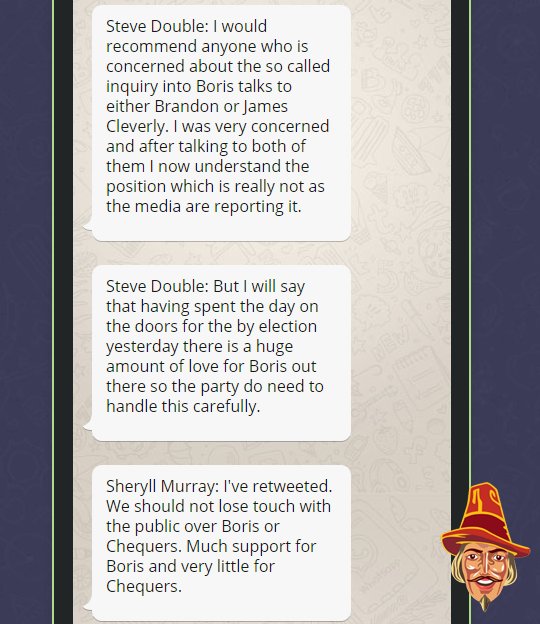 GuidoFawkes's tweet image. EXCLUSIVE: Brandon Moves to Reassure Furious MPs as WhatsApp Leak Reveals Support For Boris order-order.com/2018/08/10/bra…