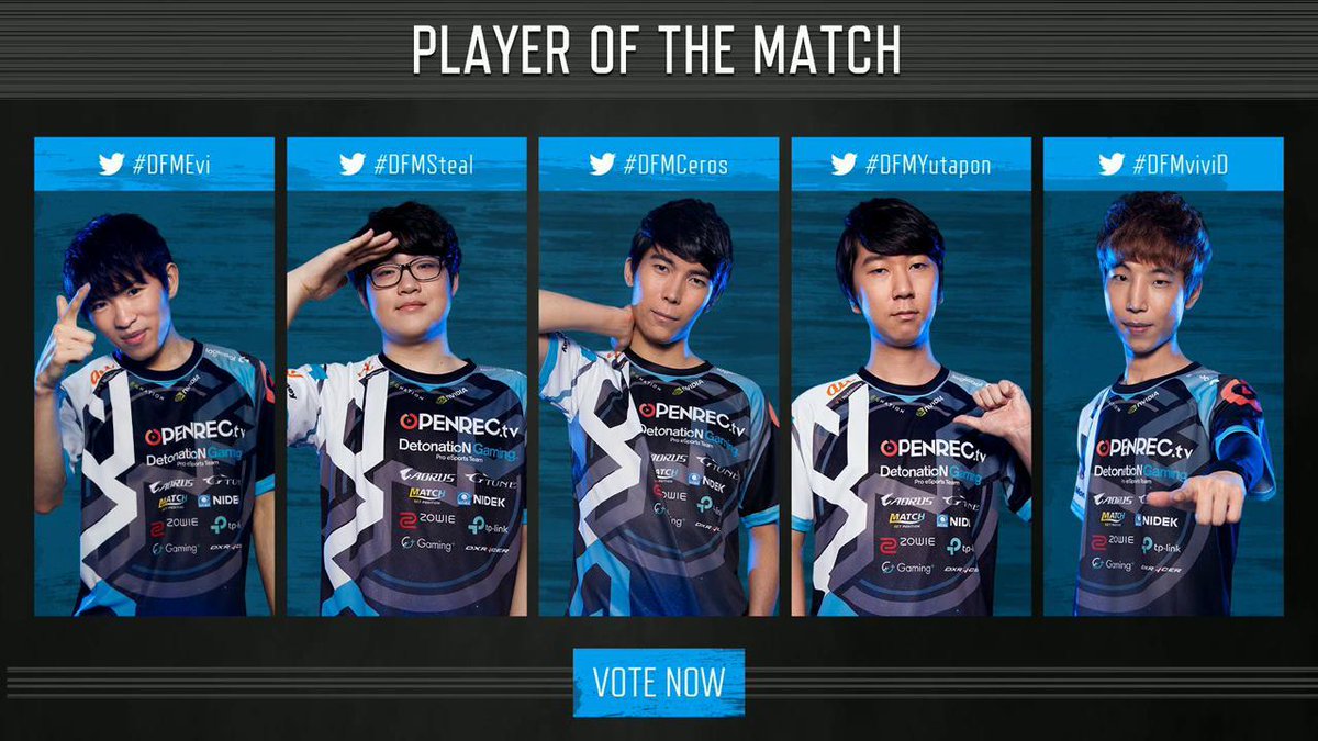 lolesports_jp's tweet photo. 【Round9 Match1 / Player of the Match】
Player of the Matchを決めるのはあなた！
ハッシュタグをつけて選手に投票しよう。

#DFMEvi
#DFMSteal
#DFMCeros
#DFMYutapon
#DFMviviD

#DFMWIN

📺https://t.co/cdt3Mf5X8H                            
📺https://t.co/Ucux4SBFkK https://t.co/zDa14uafNK