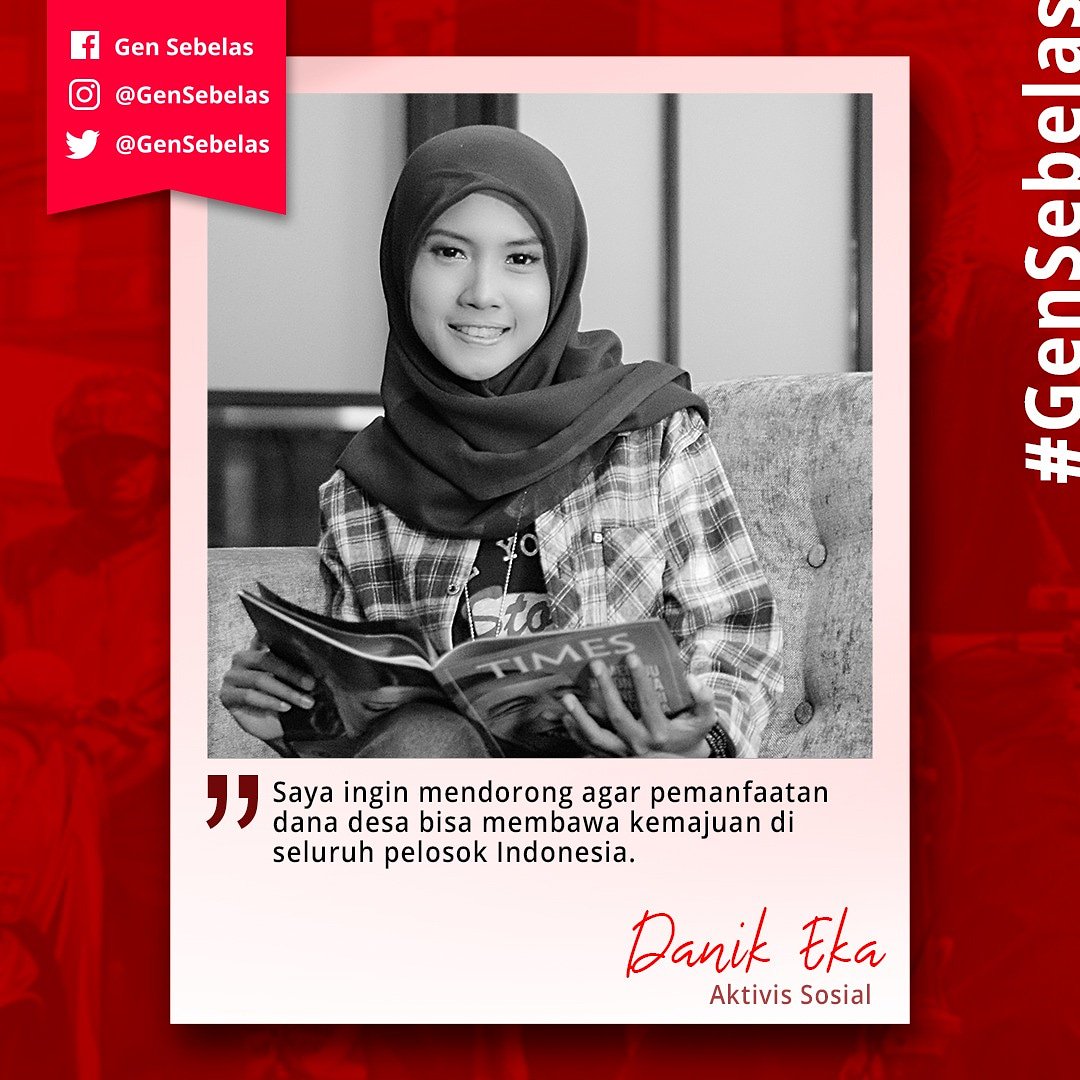 GenSebelas's tweet photo. Danik ingin mendorong tata kelola dana desa yg baik supaya tepat sasaran dan dpt digunakan unt kepentingan pembangunan &amp; pemberdayaan msyrkat. Dari partai apa Danik Eka?
Krm jwbanmu dg tagar #GenSebelas atau Krim SMS/WA ke 08-11-8156-77 dg mngetik #GenSebelas (spasi) jwabanmu. https://t.co/6TsVydZ2Ap
