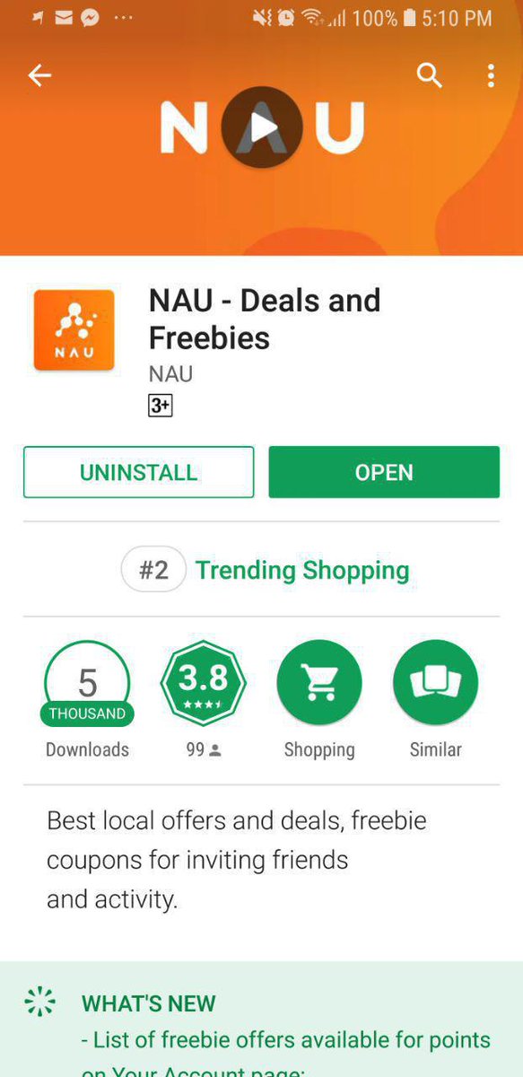 NAU_IO's tweet photo. NAU has become No.2 trending shopping app in Google Play Philippines.
#gonau #nauplatform_ph #discounts #manila https://t.co/65X4R6mm2o