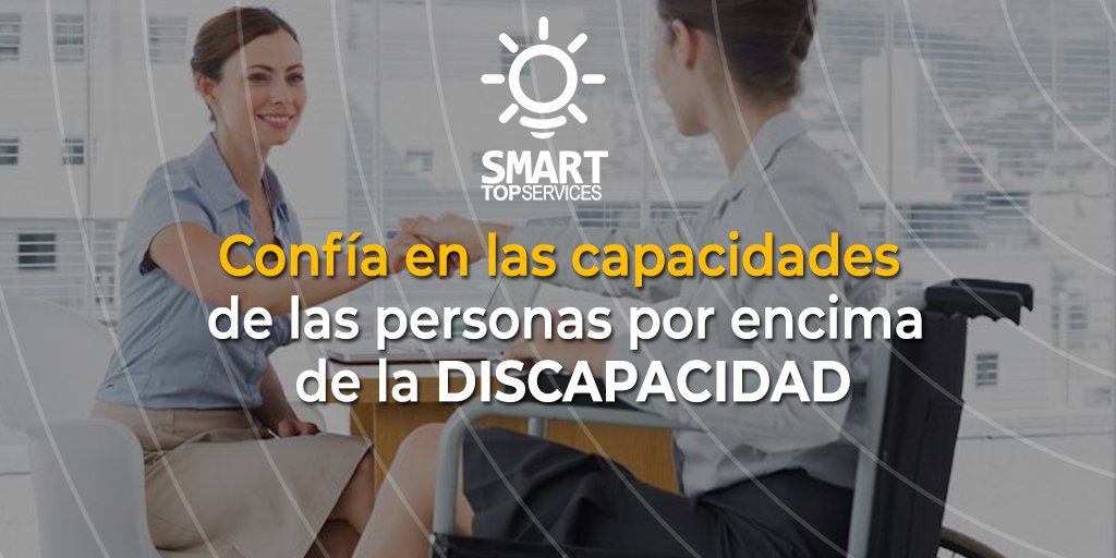SmartTopService's tweet photo. En #Smartts nos esforzamos por potenciar las capacidades de cada persona que confía en nosotros, más allá de reflejar alguna discapacidad para realizar determinada actividad.
Las empresas que adquieren nuestros servicios de #Outsourcing saben el gran valor que esto implica. https://t.co/eIgyK8AtOx