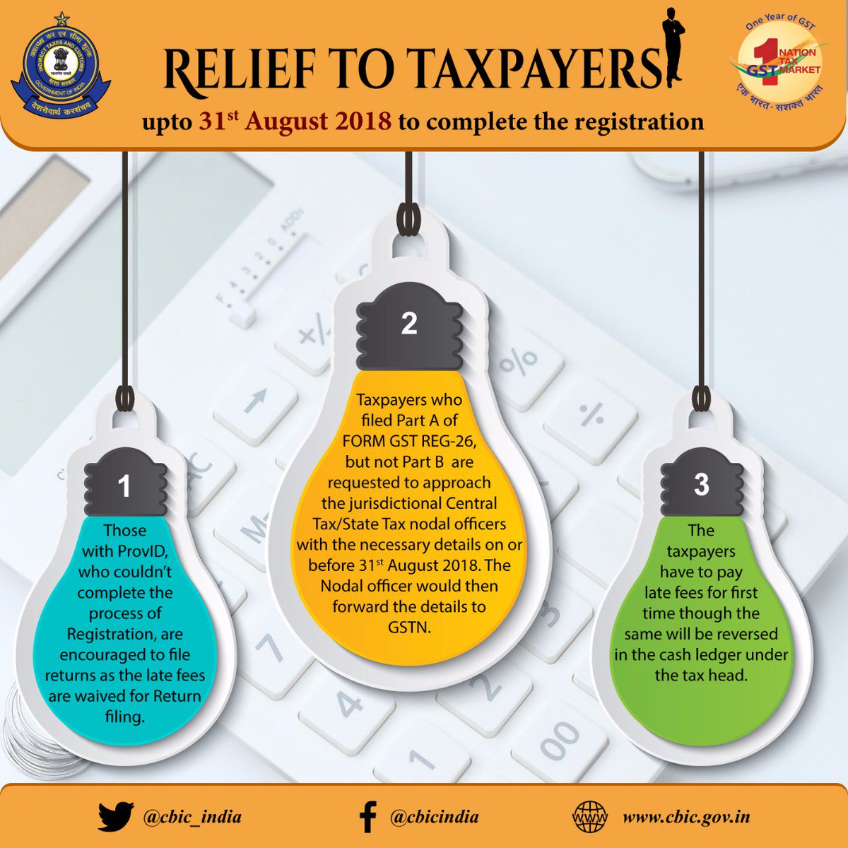 CBIC (@cbic_india) on Twitter photo Relief to Taxpayers!
<a href="/FinMinIndia/">Ministry of Finance</a> <a href="/MIB_Hindi/">सूचना एवं प्रसारण मंत्रालय</a> <a href="/PIB_India/">PIB India</a> <a href="/gstindia/">GST Systems</a> <a href="/askGSTech/">gst</a> <a href="/askGST_GoI/">GST@GoI</a> <a href="/DDNational/">Doordarshan National दूरदर्शन नेशनल</a> @EODB_India Relief to Taxpayers!
<a href="/FinMinIndia/">Ministry of Finance</a> <a href="/MIB_Hindi/">सूचना एवं प्रसारण मंत्रालय</a> <a href="/PIB_India/">PIB India</a> <a href="/gstindia/">GST Systems</a> <a href="/askGSTech/">gst</a> <a href="/askGST_GoI/">GST@GoI</a> <a href="/DDNational/">Doordarshan National दूरदर्शन नेशनल</a> @EODB_India