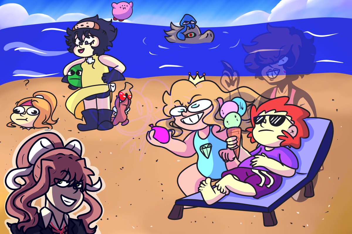 AquaBlueArt's tweet photo. Kid and the end of summer.  #kid #PrincessNiddie #PrincessRemedy #Ittledew #Kirby #monika #squid #Amber https://t.co/KWZcZHeVef