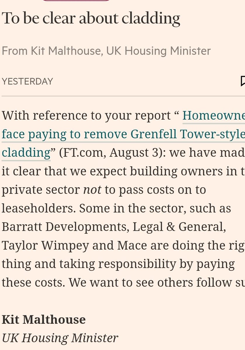 CladdingScandal's tweet photo. How will this promise be enforced @kitmalthouse? #cladding #claddingscandal https://t.co/loCoQFWDKt