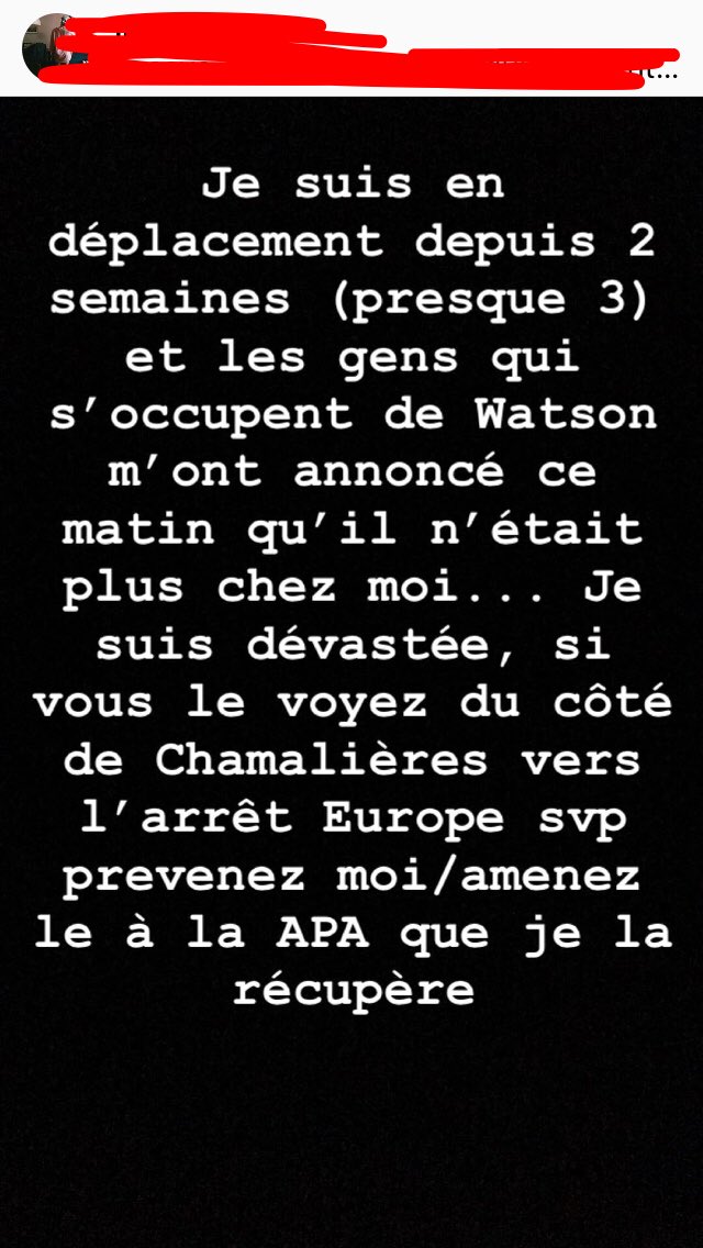 mandrxa's tweet image. AUVERGNE, CLERMONT FERRAND

Svp je suis en pleurs et très loin de la France, je sais pas quoi faire :
Je récompense si il faut jsuis prête à tout vraiment jveux pas qu’il lui arrive du mal

Si vous pouvez faire passer le message ou prévenir vos voisins