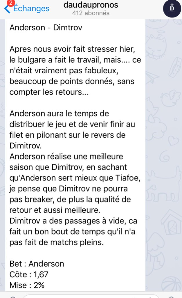 DaudauPronos's tweet photo. ON ENCHAINE ✅ Bet du jour ! Si 15 RT concours paysefcard ce soir #TeamParieur #ATPToronto #bet #Parionsport @MrRicoTheBet @prono_land @FalouTips @GatsbyPronos @EDisBack2 https://t.co/fICYH6KeKH