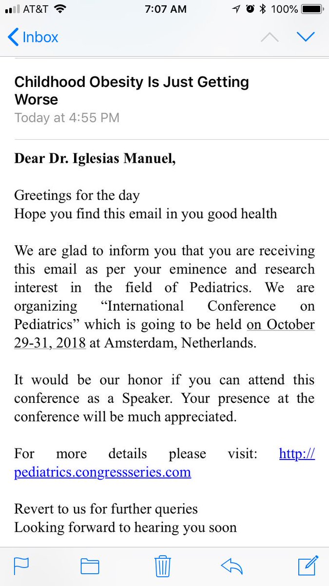 manueligl's tweet image. #PedsICU #fakeconference I am so happy my “eminence and research” in the field of childhood obesity is getting recognized.  Apparently, my presence would “honor” the organizing committee.  🤷🏽‍♂️