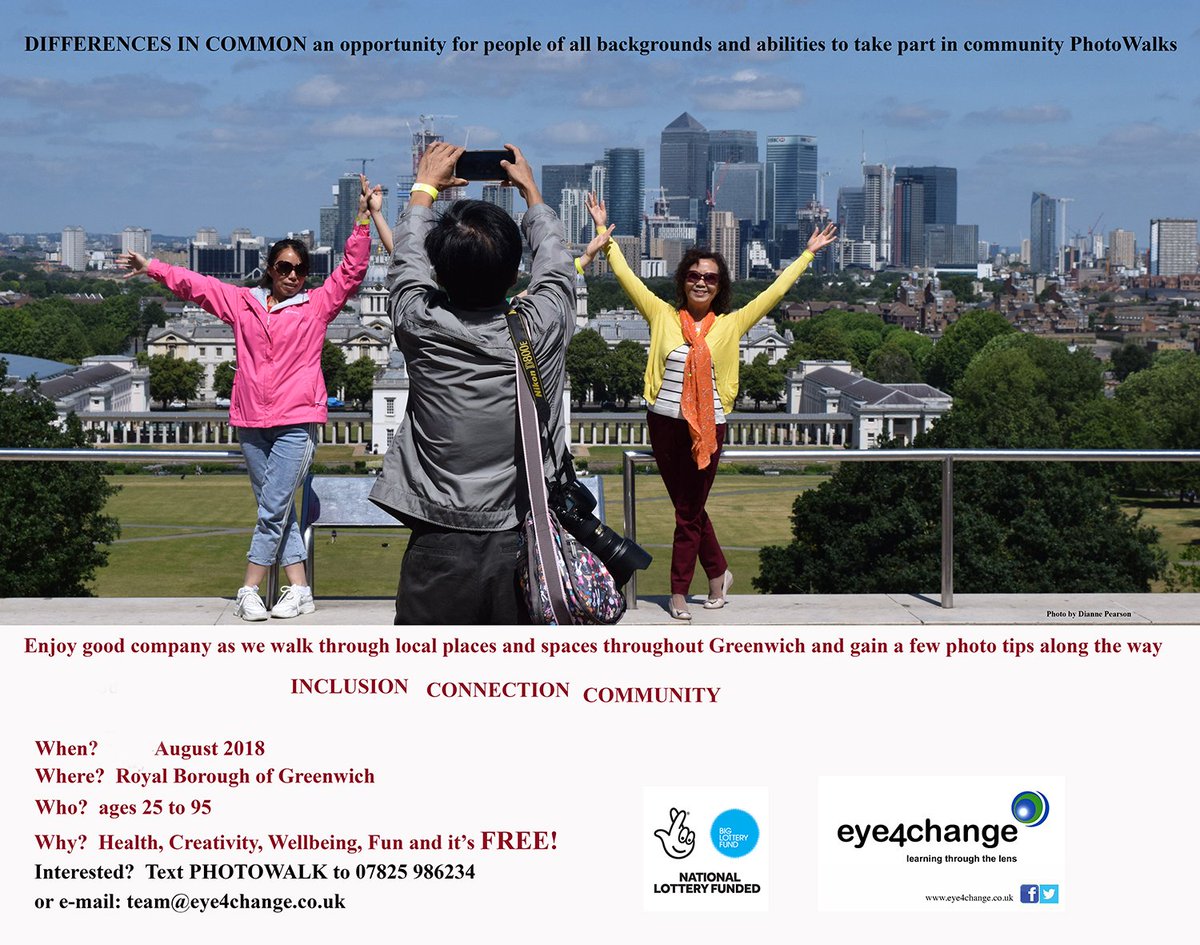 Do you live <a href="/Royal_Greenwich/">Royal Borough of Greenwich</a> ? Explore your #neighbourhood with a #photo #walk to #celebrate Differences in Common! Next week we are <a href="/ShrewsburyHse/">Shrewsbury House</a> FREE but booking essential as only a few spots left! #ShootersHill #Plumstead #community email: team@eye4change.co.uk