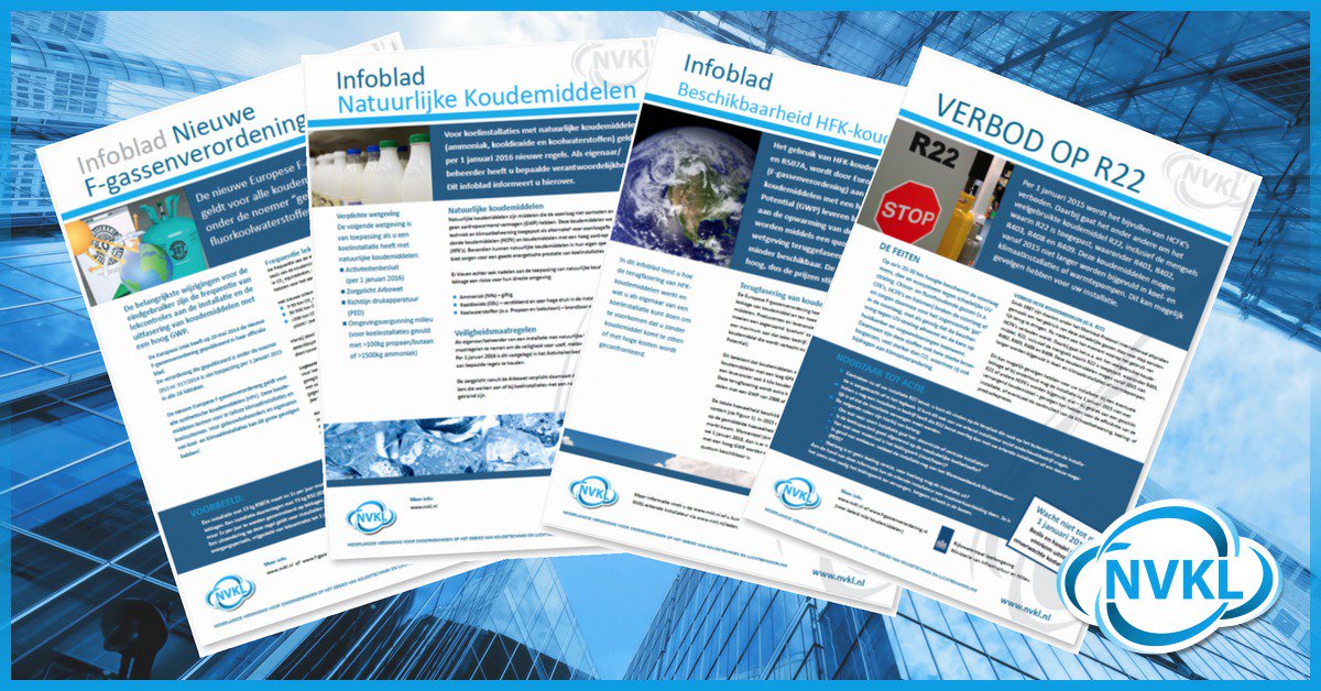 We hebben een aantal handige #Infobladen voor je op een rij gezet. In één oogopslag de belangrijkste informatie over de #Fgassenverordening, natuurlijke #koudemiddelen, beschikbaarheid #HFK-koudemiddelen of verbod op #R22. Ga naar: bit.ly/NVKL-hulpmidd