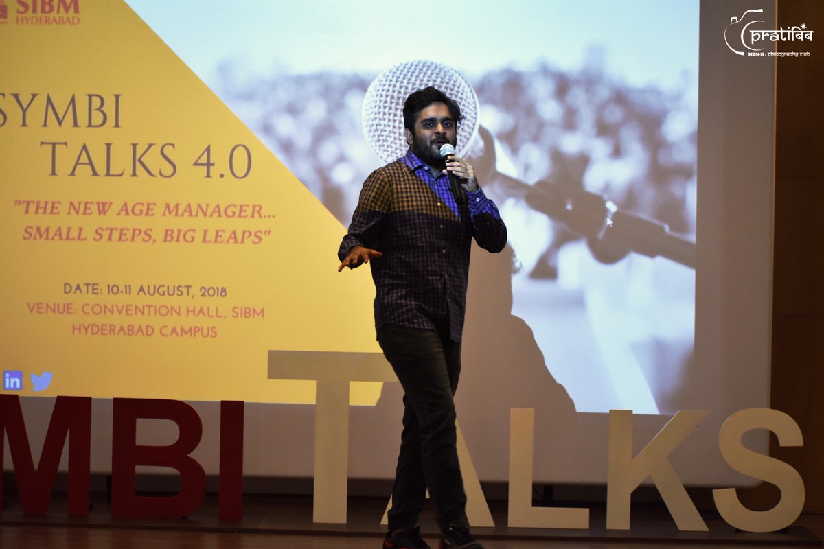 SIBMHYD's tweet photo. Speaker #1 @NikhilChandwani who has got a lot of accolades under his name gave incites on motivation and life choices. He says " The road less taken, makes all the difference you deserve". 

#SIU #SIBMH #Symbiosis #SymbiTalks https://t.co/5Z6CzEg63q