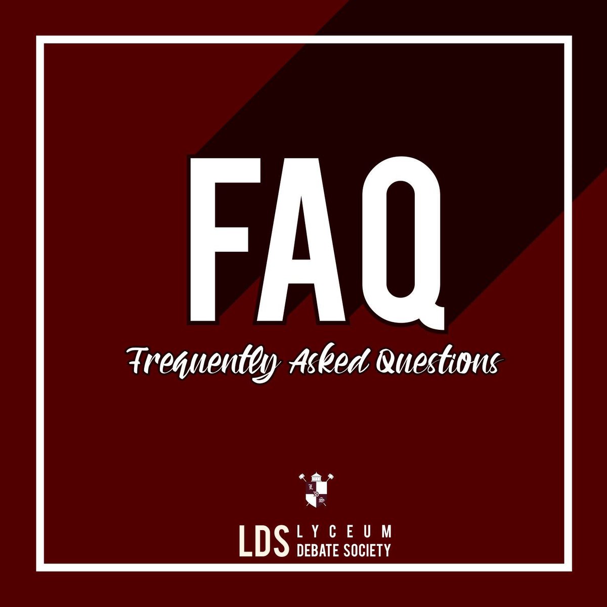 LyceumDebate's tweet photo. Still on the edge on whether we're the right organization for you?
Here are some FAQs! #JoinLDS #LiveBreatheBleed https://t.co/QycNcVzRoo