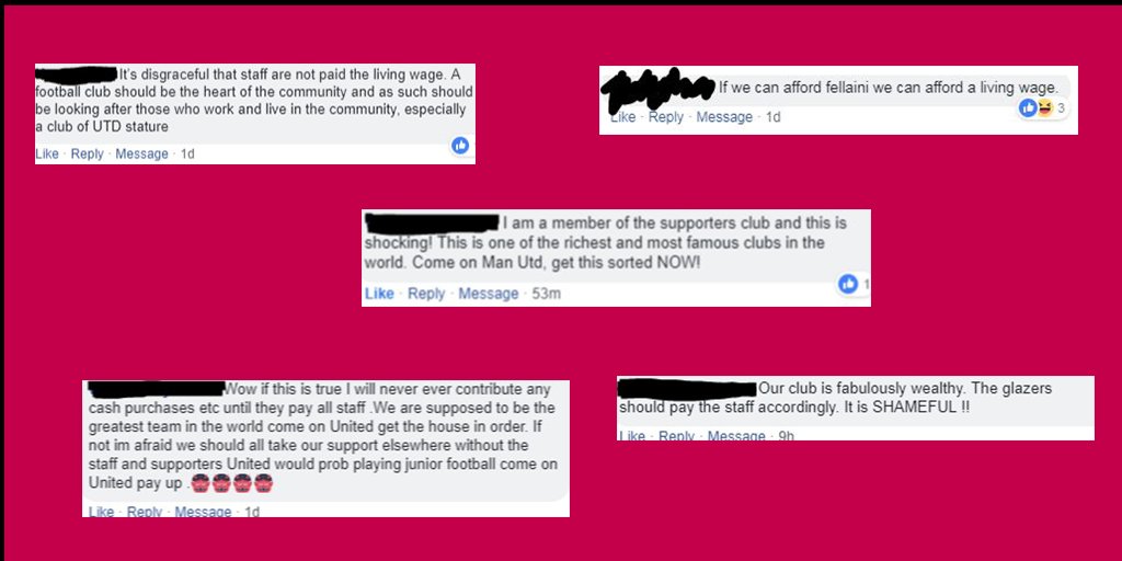 We asked <a href="/ManUtd/">Manchester United</a> fans on FB whether they think their club should pay its cleaners, stewards and security guards the real #LivingWage --> lots of positive responses from fans who want their club to do better and be an example to other Premier League clubs! @GMCitizens