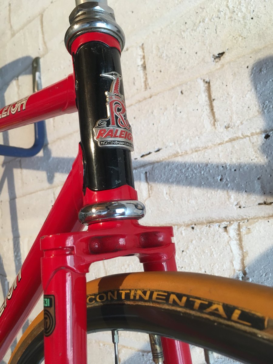 Came across my pre carbon track bike in the garage, SBDU Raleigh by “GOD” in 531c  with 28 hole Mavic hubs on Wolber Profil 18 rims with Conti Olympics. Campagnolo chainset and NJS Campagnolo seat pin with Cinelli bars &amp; stem. Any good to any one ? #nostalgia