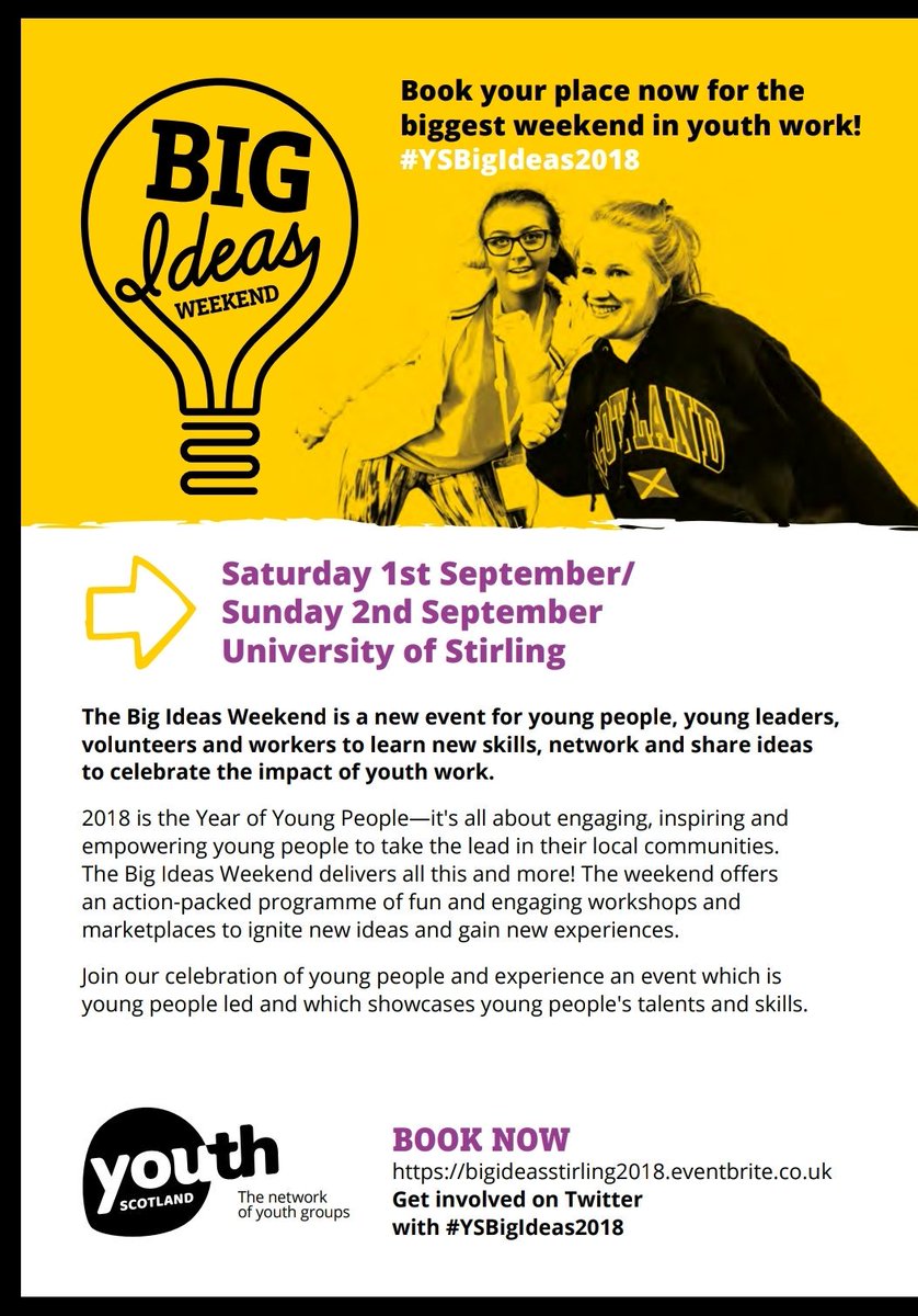 Great minds think alike <a href="/YouthScotland/">Youth Scotland</a> when you're planning the #BigIdeas Weekend! Have you booked yet?? #YouthWorkChangesLives #yoyp18 💙💛🖤
