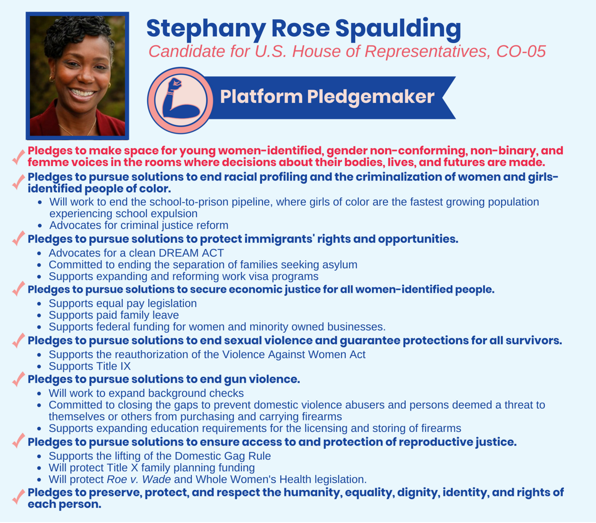 PlatformWomen's tweet photo. Thank you, @StephanyForCO for taking the #PlatformPledge. We celebrate her commitment to progress and to making space for young women-identified, non-binary, gender non-conforming, and femme voices in the political process. https://t.co/4ROsw6a1Bq
https://t.co/gd159kflO5 https://t.co/zzVaxn0KTI
