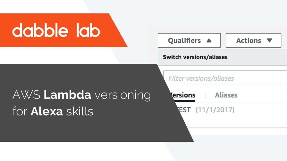 dabblelab's tweet image. Lets use Lambda versions to setup production and development Lambda function for #AmazonAlexa. Although the example is for #Lambdafunctions, the general topic applies for any Lambda use-case bit.ly/2M7mMWW #dabblelab #alexaskills #alexadevs #voicebots #tutorials