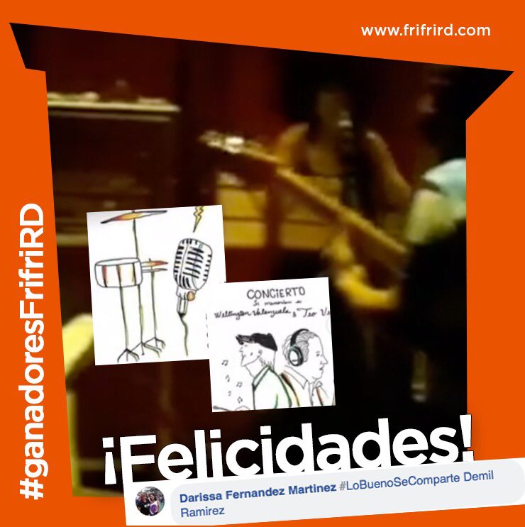 FrifriRd's tweet photo. ¡Muchas felicidades a Darissa Fernández Martínez y su acompañante Demil Ramírez ! Se ganaron dos entradas al concierto tributo al baterista Wellington Valenzuela y al locutor Teo Veras HOY a las 8:30PM en Hard Rock, Blue Mall. ¡Disfruten! 👏🎟️👏🎟️👏🎟️👏 #LoBuenoSeComparte https://t.co/h2h1jbVvv4