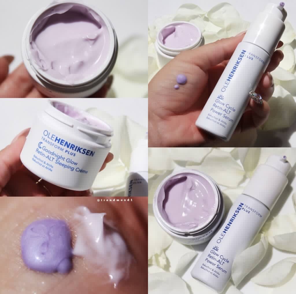 makeupsTIDING's tweet photo. Available Now! 
 ➡️ https://t.co/nR4yXeD87f 💜 Online &amp; in stores @Sephora The NEW #TransformPlus Line by @olehenriksen ☀️💜✨ Which includes 2! NEW Products 
1. Glow Cycle Retin-Alt Power #Serum $58 
2. Goodnight Glow Retin-Alt Sleeping Creme $55 https://t.co/2cAcsjZBf5
