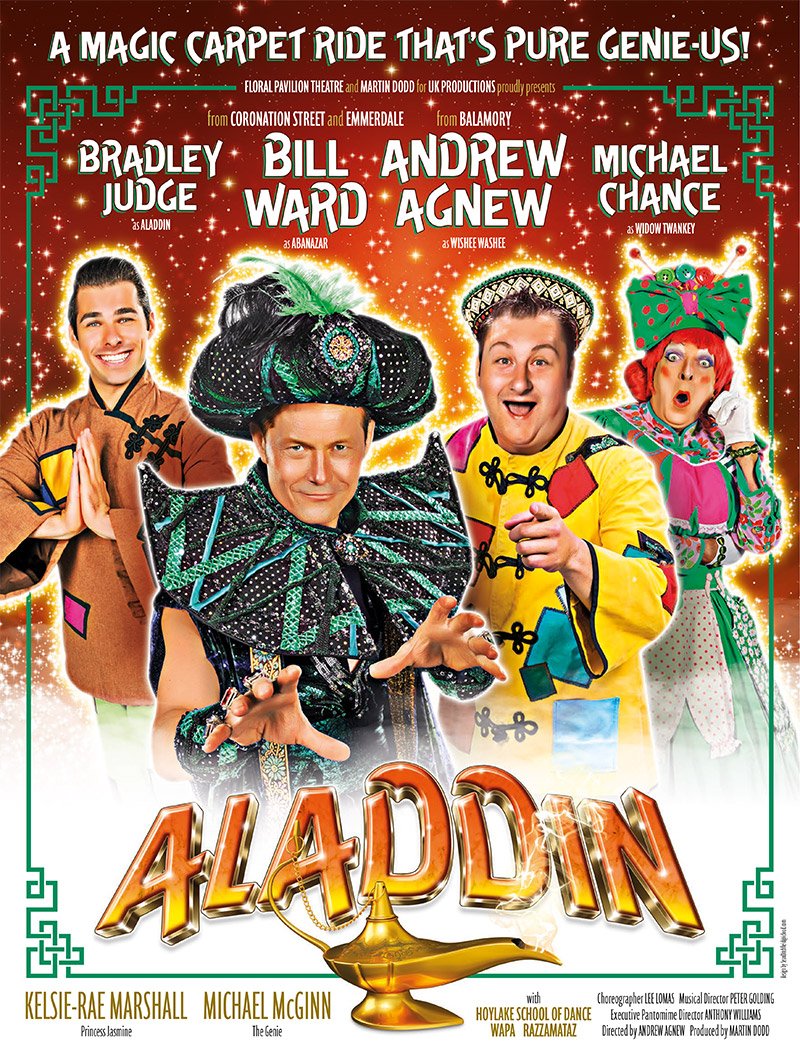 FloralPavilion's tweet photo. More news #panto #Aladdin @UKP_Ltd! Alongside #BillWard @agnew_andrew we can announce @BradJudge as Aladdin #MichaelChance as #WidowTwankey @MissKelsieRae as #PrincessJasmine & MichaelMcGinn as #TheGenie! #HoylakeSchoodofDance #WAPA #Razzamataz. Book now https://t.co/DQQgZr5W9O https://t.co/M8AHHuZtTk