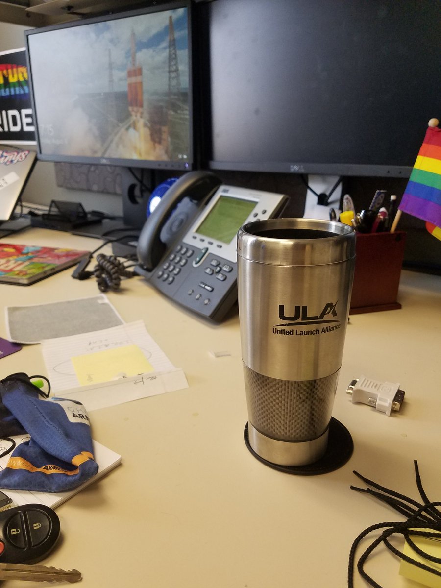 thatspacegeek's tweet photo. A little #launchcoffee for good luck! @ulalaunch @torybruno #SolarProbe #ParkerSolarProbe #DeltaIVHeavy https://t.co/rx24LCygJf