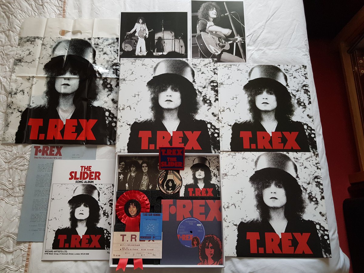 andythorn100's tweet photo. Finally picked up #theslider #trex 40th anniversary limited edition #edsel #demonmusic box set! No.0007/2000! Lovely quality item from 2012! 😎 #GlamRock #glam #marcbolan #tonyvisconti #mickeyfinn #trextasy Cheers all!Have a great weekend!😁 🍷🍷 https://t.co/DmM2rM8nvp