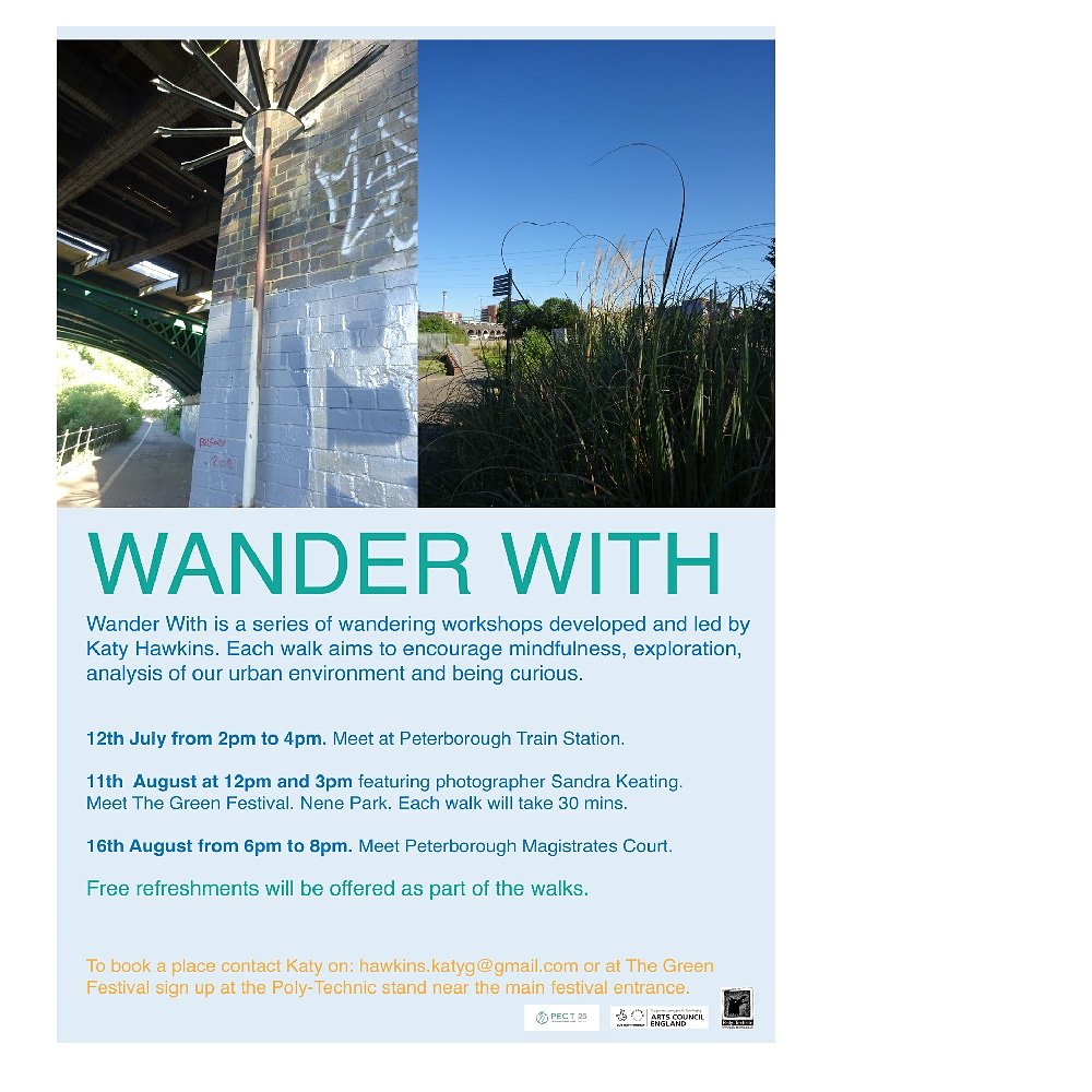 sandrakeating_'s tweet photo. Looking forward to working with and 'wandering with' @KghKaty on her project at tomorrow's @SustainablePECT Green Festival at Ferry Meadows in Peterborough. People connecting to landscape again. #artistwalks 🙏 https://t.co/z7PmSIsItt