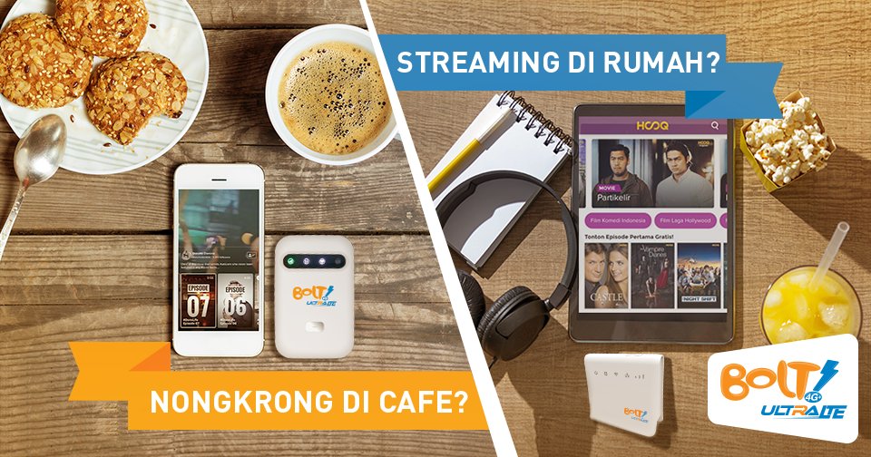 BOLTClub's tweet photo. BOLTers, weekend ini kamu mau ke mana? Mau pergi nongkrong di cafe atau di rumah aja sambil streaming drama favorit? Apa pun yang kamu lakukan, pastikan ditemenin sama BOLT 4G+ yang kuotanya nggak abis-abis. Have a nice weekend! #BOLTFever https://t.co/xSJBwEczG9