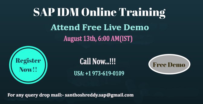 Vindhya04734781's tweet image. We are Providing the free live demo on #SAP #IDM 8.0 on 13th August.
Hurry up and register now on given link: goo.gl/qCXxcb
 Learn what is SAP IDM 8.0 with our Real Time Experts.
#SAPIDM #SAPOnlineTraining