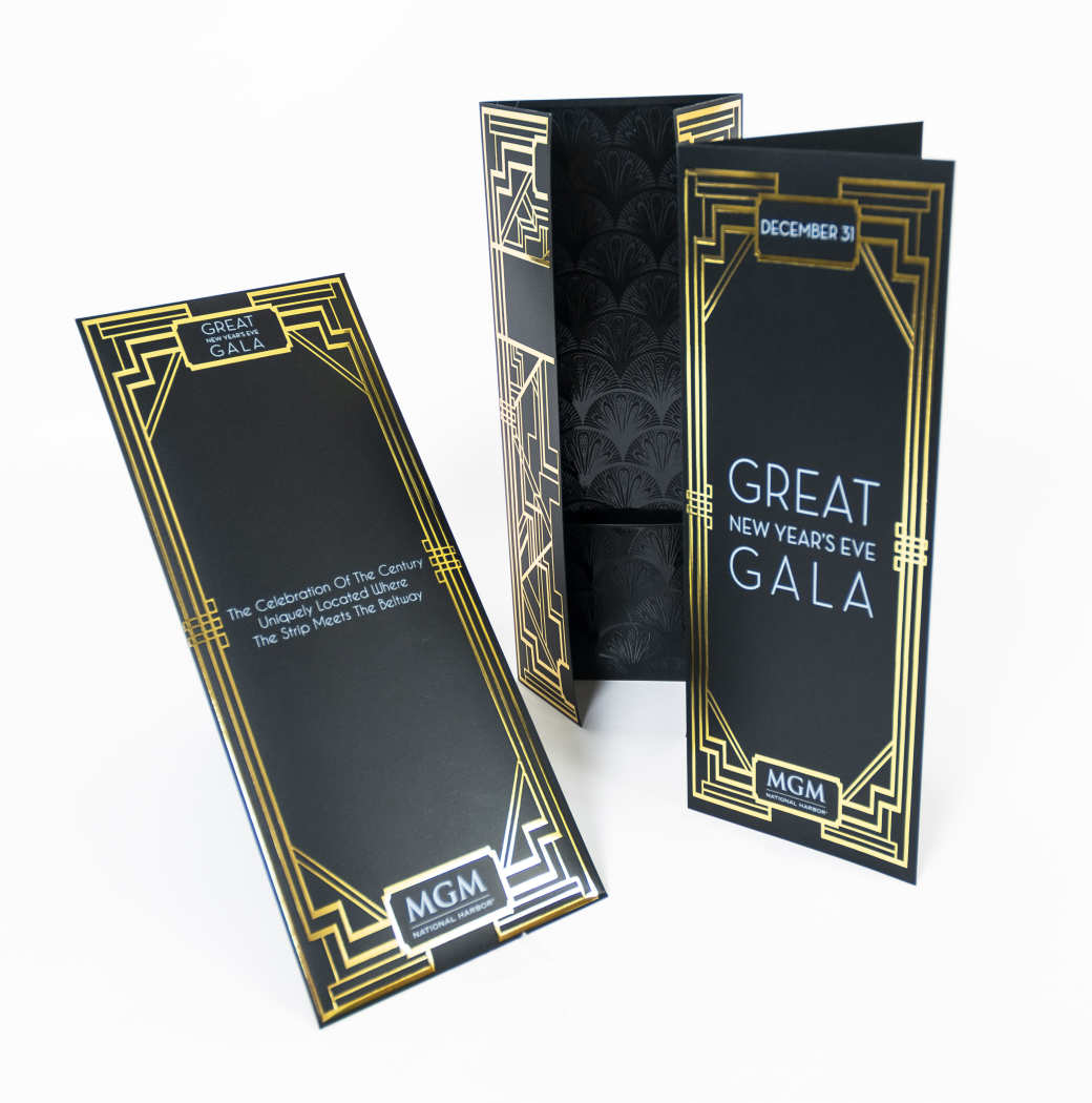 PRINTINGUnited's tweet photo. The 2018 Premier Print Awards is proud to showcase Best of Category Benny winner, Bennett Graphics, for Invitations (1, 2, or 3 colors): MGM's Great New Year's Eve Gala Invitation! @bennettgraphics https://t.co/RlRDEBC0oU https://t.co/ASewJ1Ir42